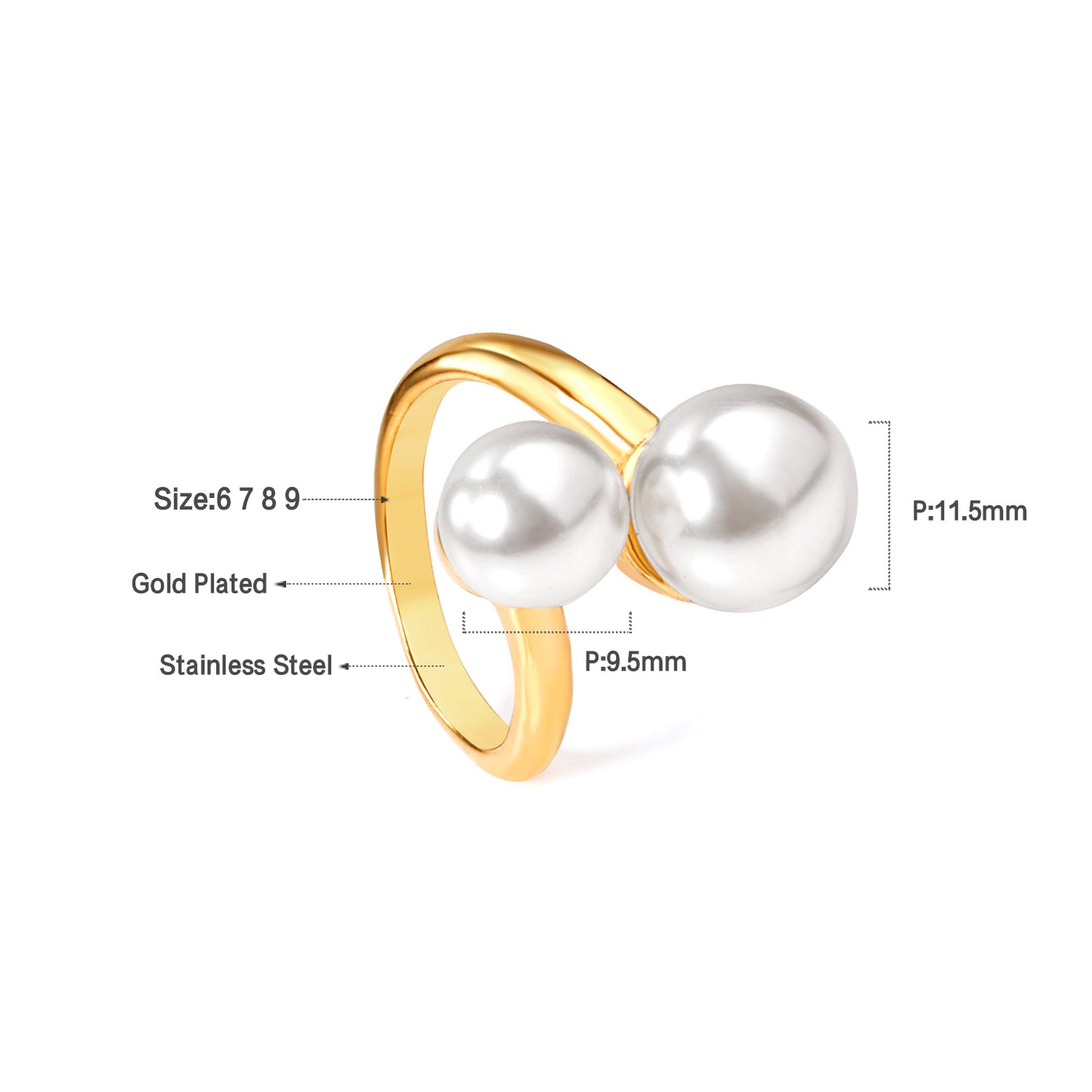 Anillo Doble Perla | Bañado en Oro 18K