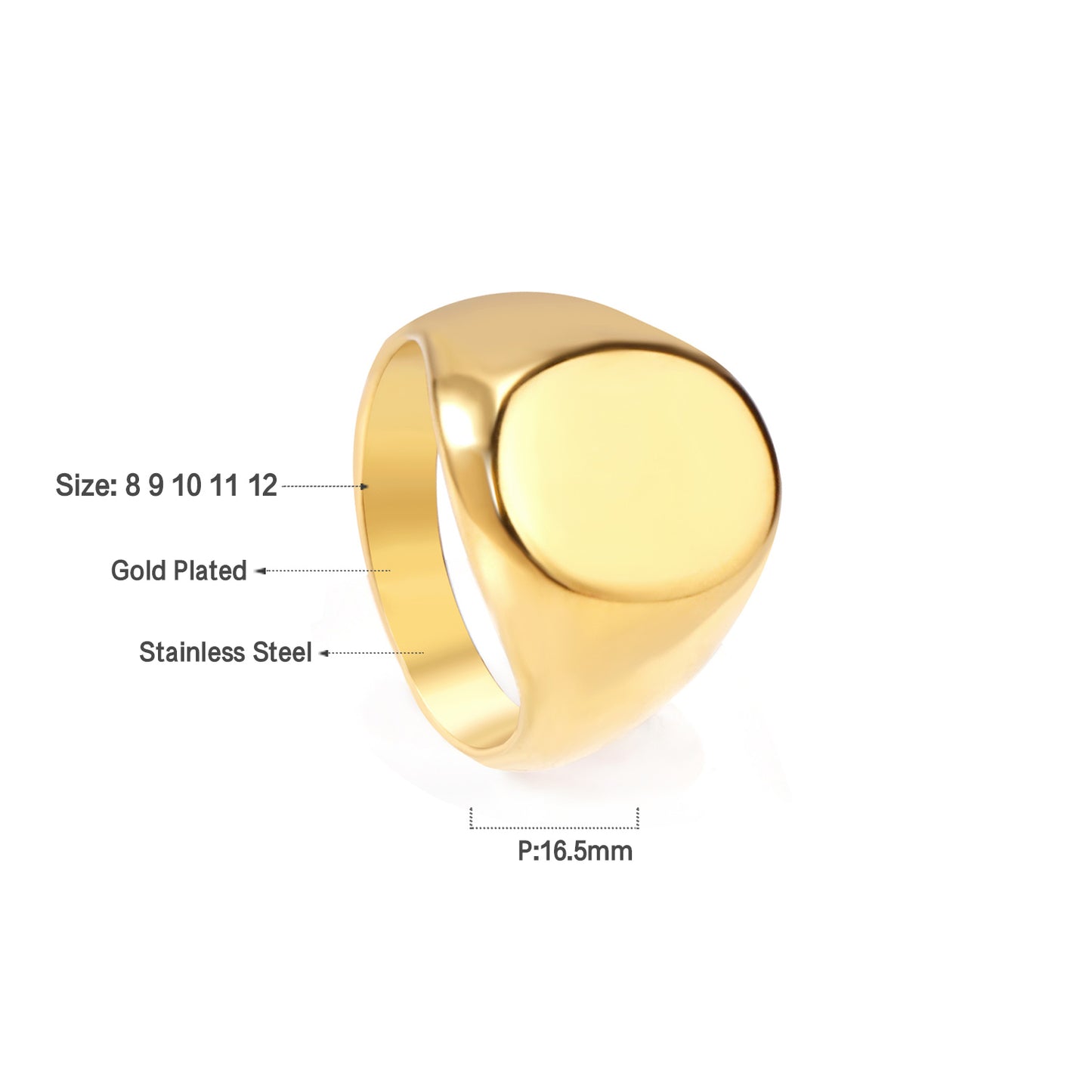 Anillo Sello Dorado | Bañado en Oro 18K