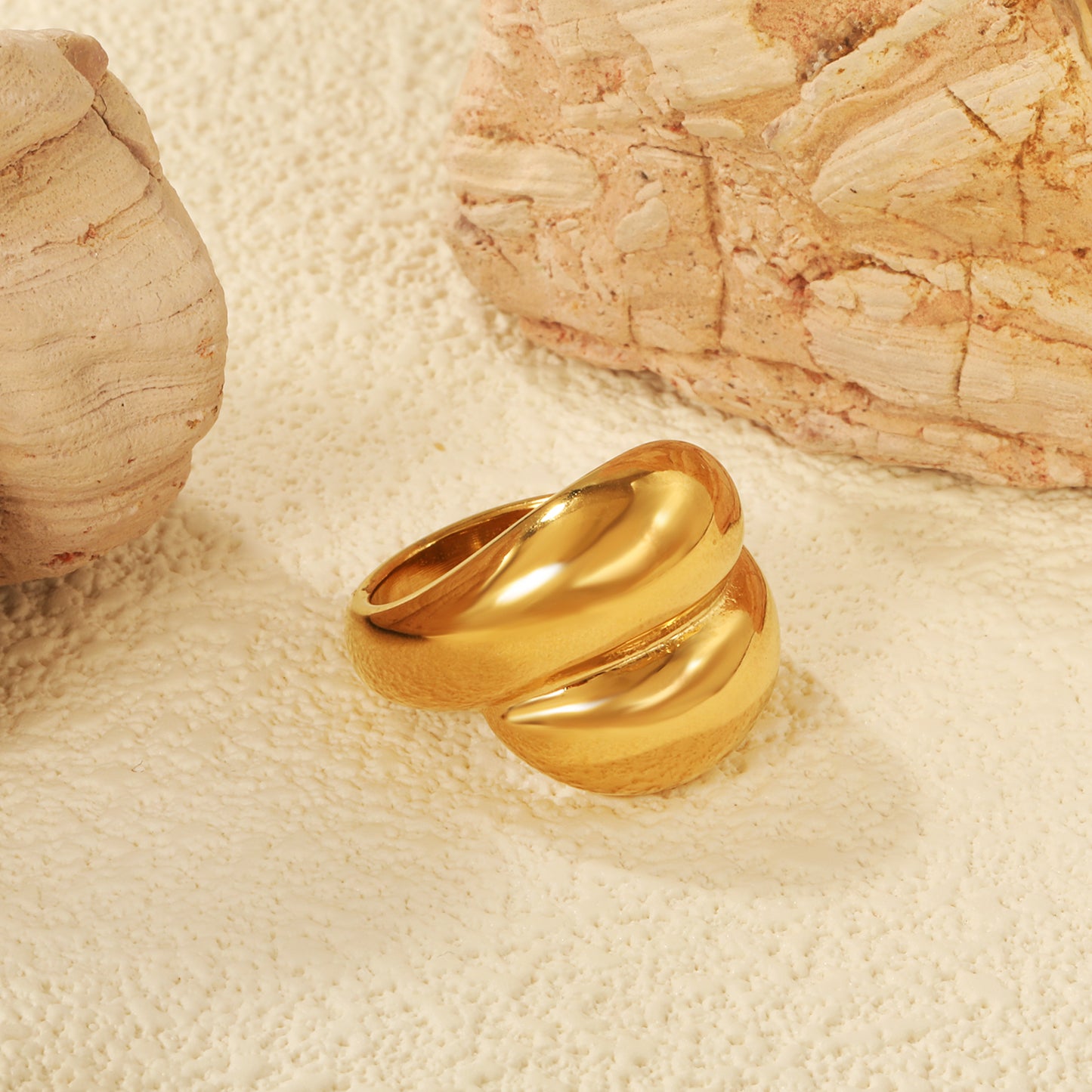 Anillo Doble Curva Dorado | Bañado en Oro 18K