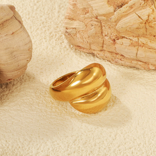 Anillo Doble Curva Dorado | Bañado en Oro 18K