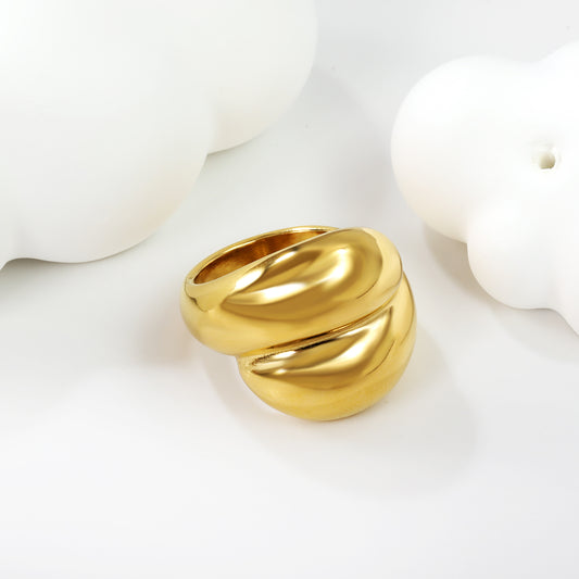 Anillo Doble Curva Dorado | Bañado en Oro 18K