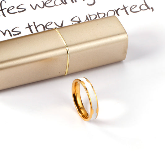 Anillo Moderno Dorado con Franja Blanca! | Bañado en Oro 18K