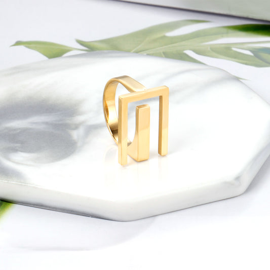 Anillo Geométrico Dorado | Bañado en Oro 18K