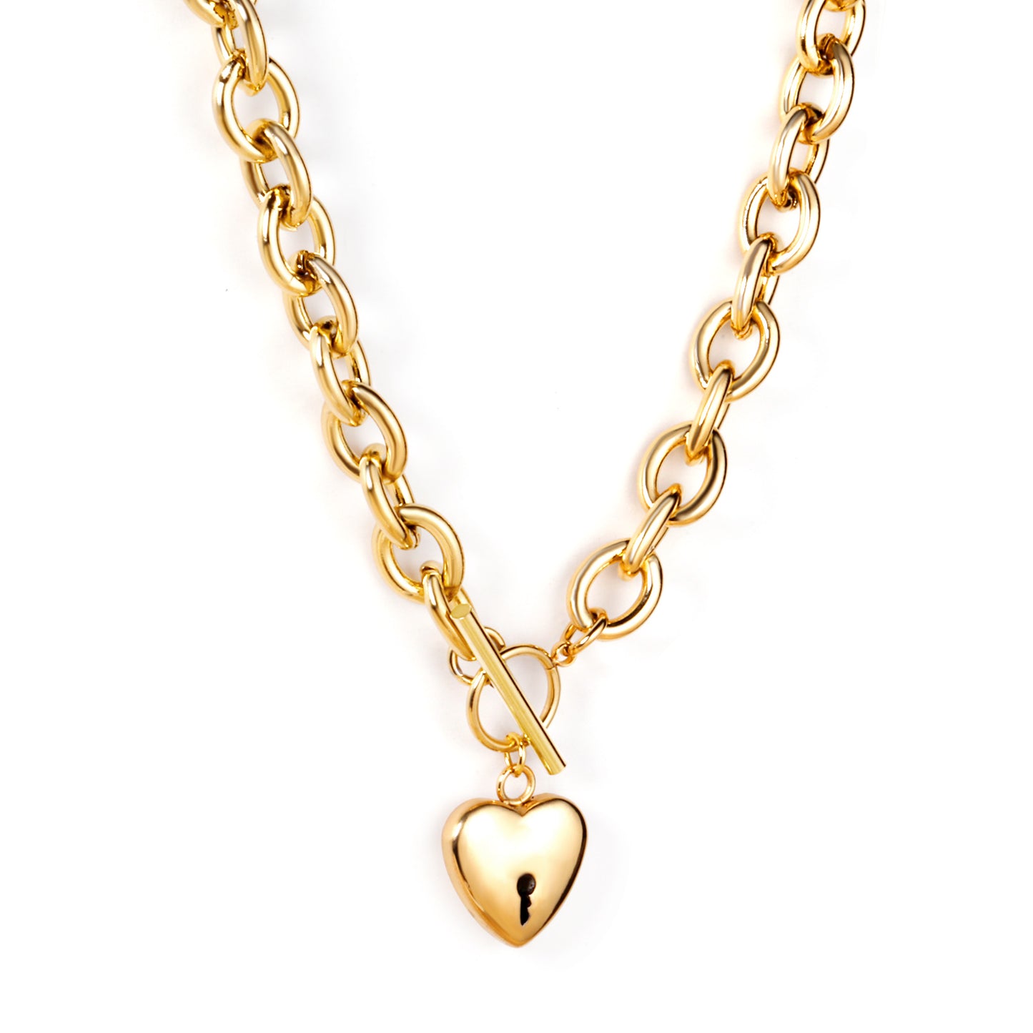 Collar Corazón con Cerradura | Bañado en Oro 18K