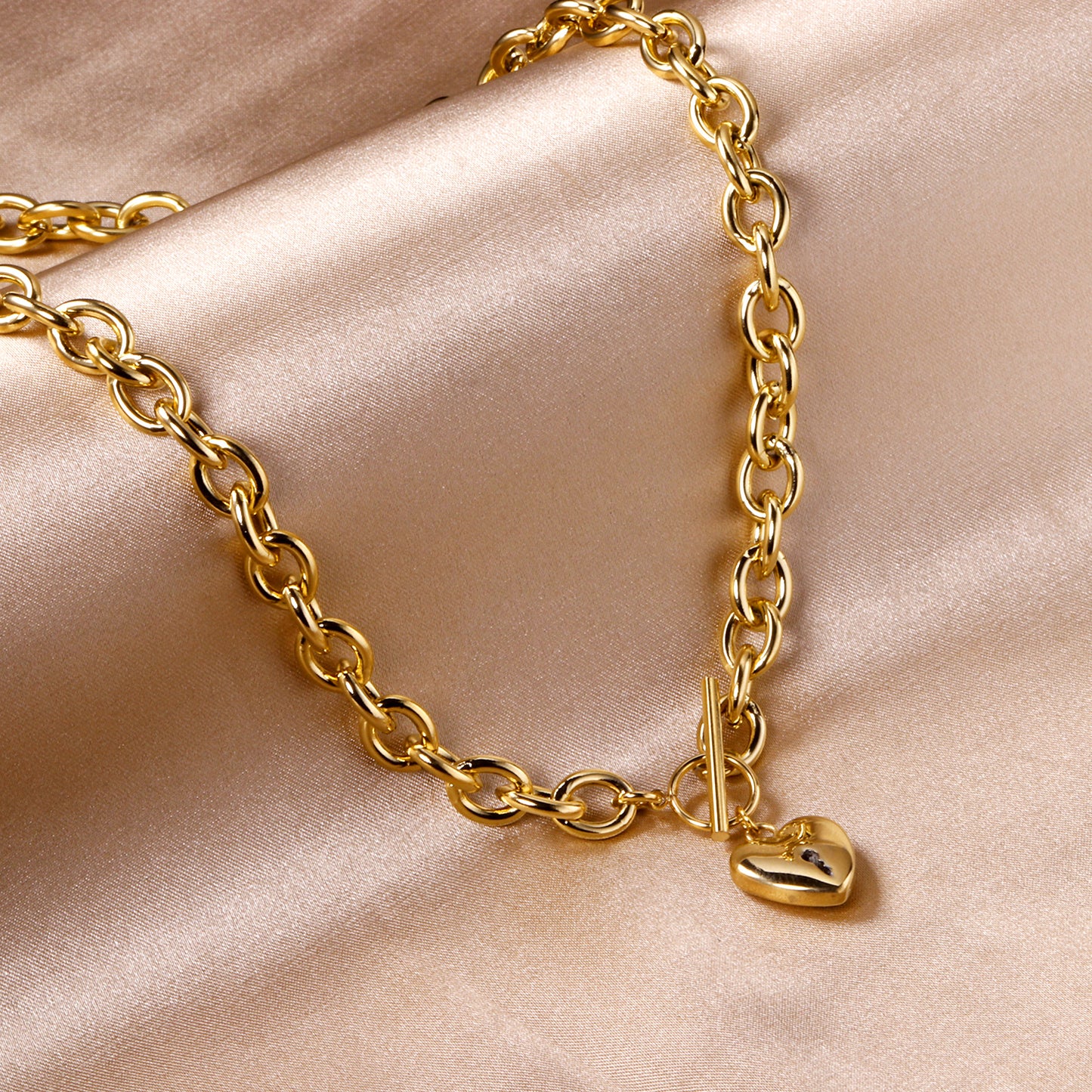 Collar Corazón con Cerradura | Bañado en Oro 18K