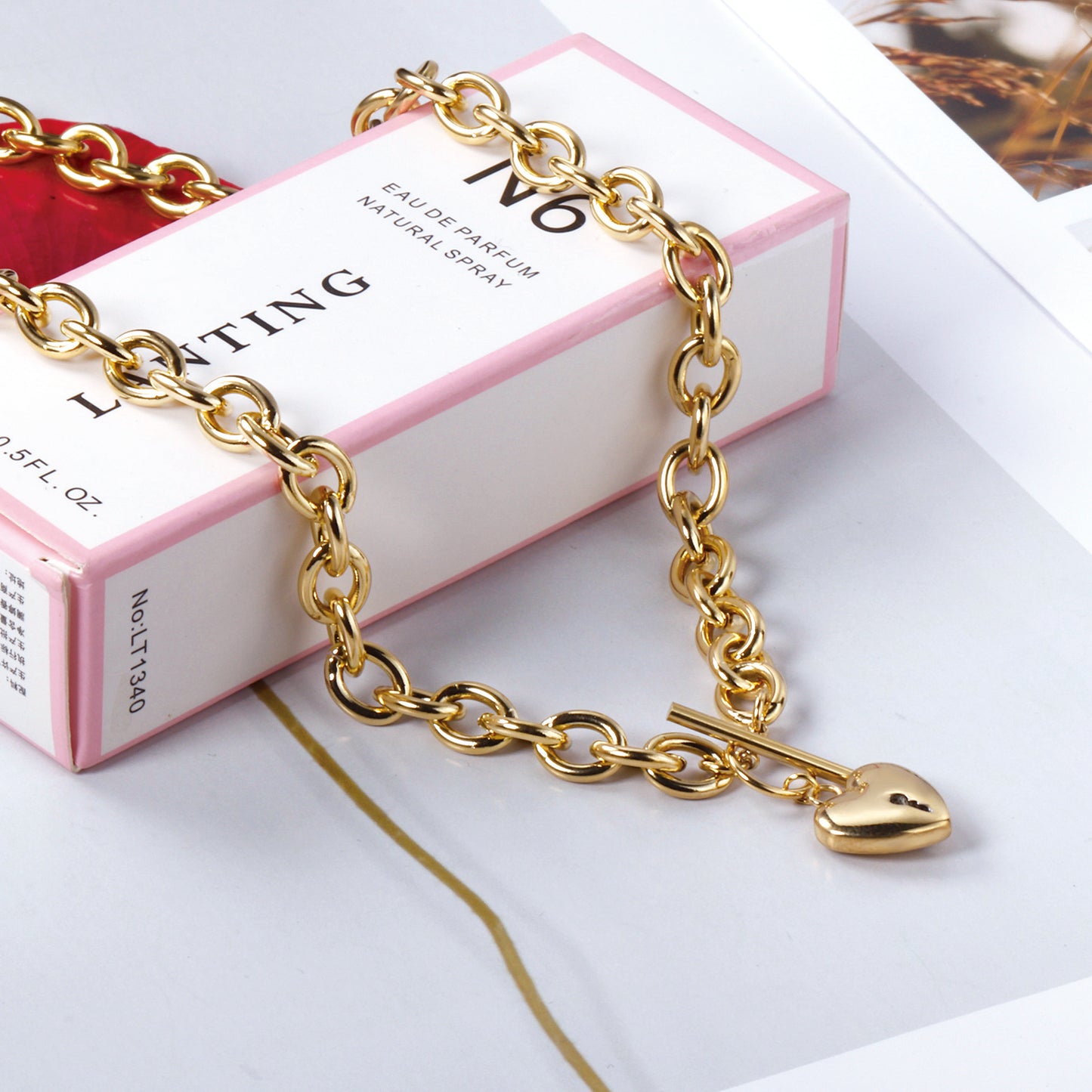 Collar Corazón con Cerradura | Bañado en Oro 18K