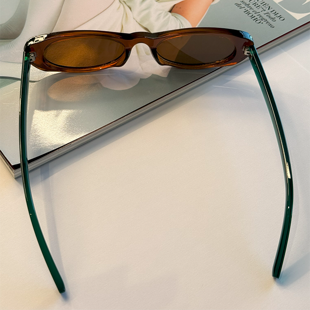🕶️ Gafas de sol retro marrón con varillas verdes – ArmasStyle